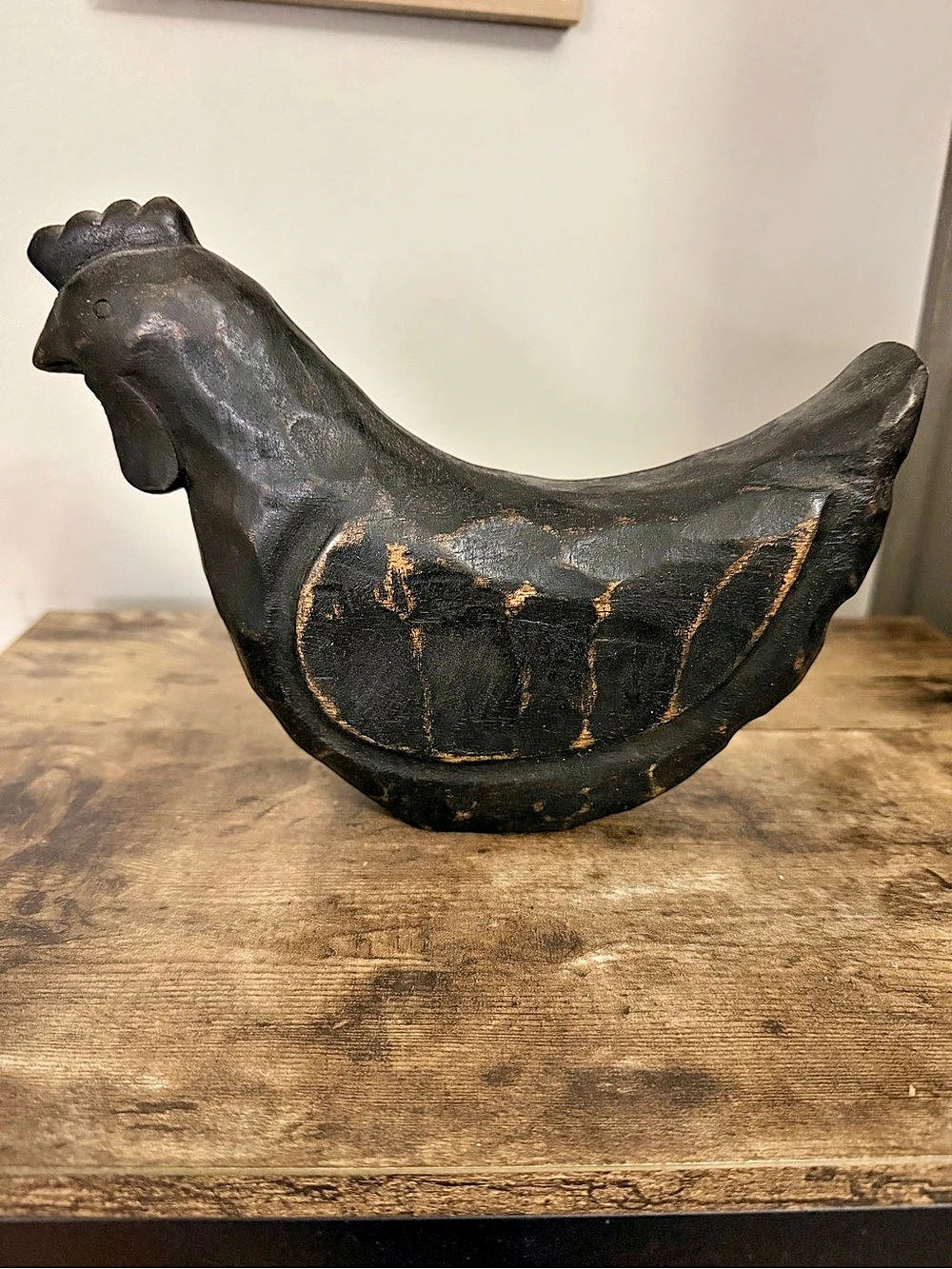 Rooster Sculpture in Black & Brown